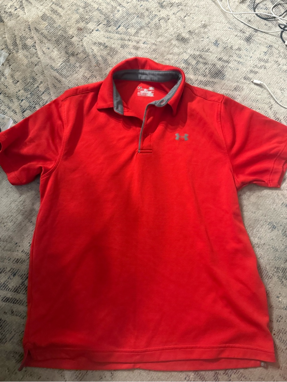 Under Armour Men’s Red Polo with Gray Contrast Collar